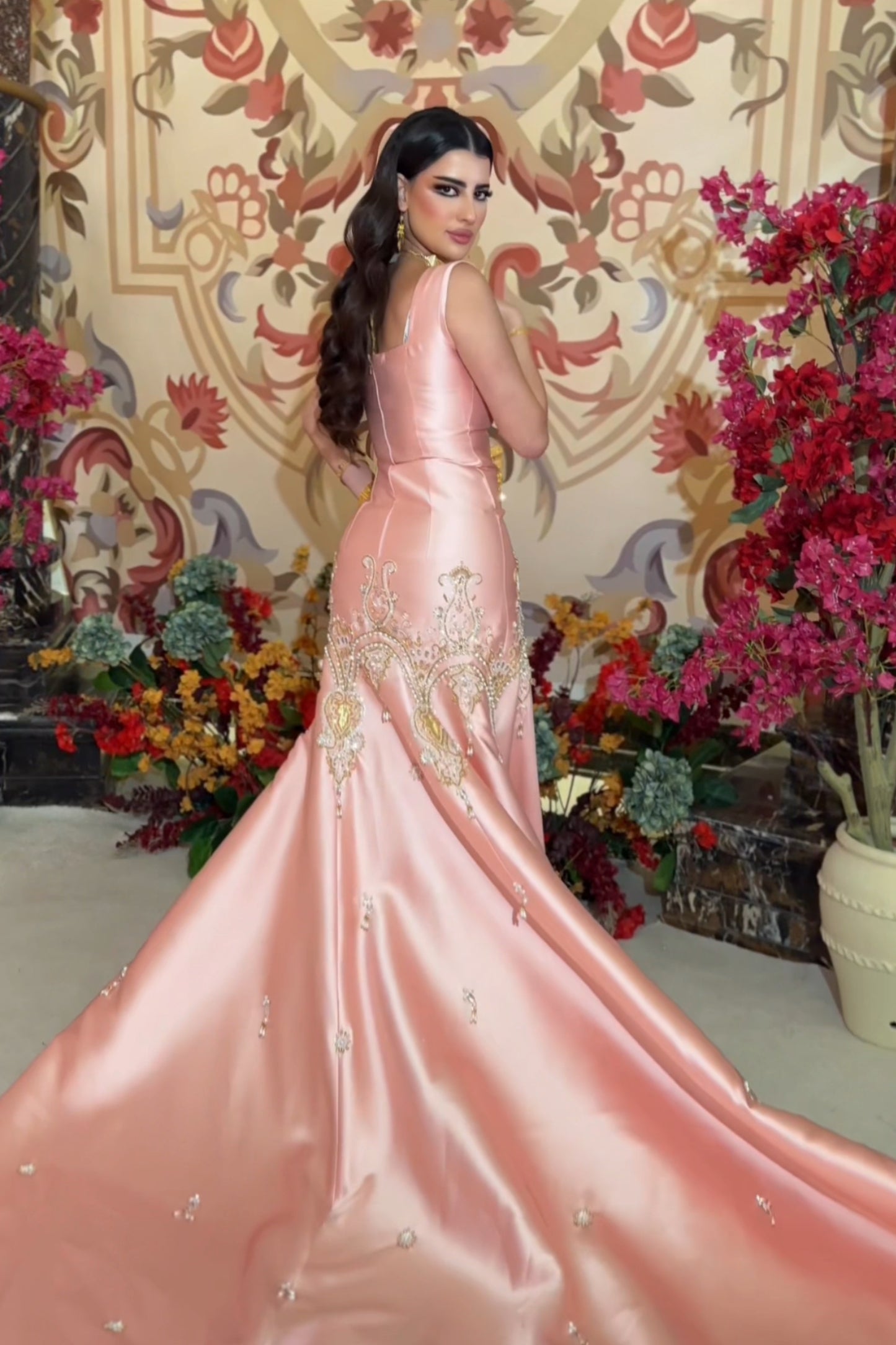 Light Pink Bridal Gown with Luxurious Embroidery