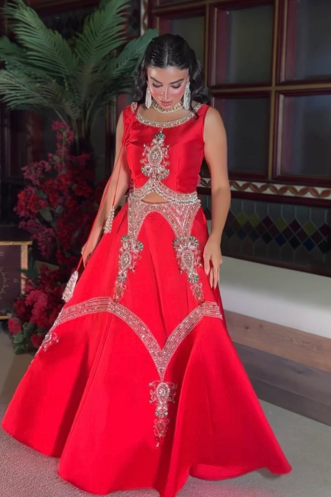 Red Two-Piece Dress