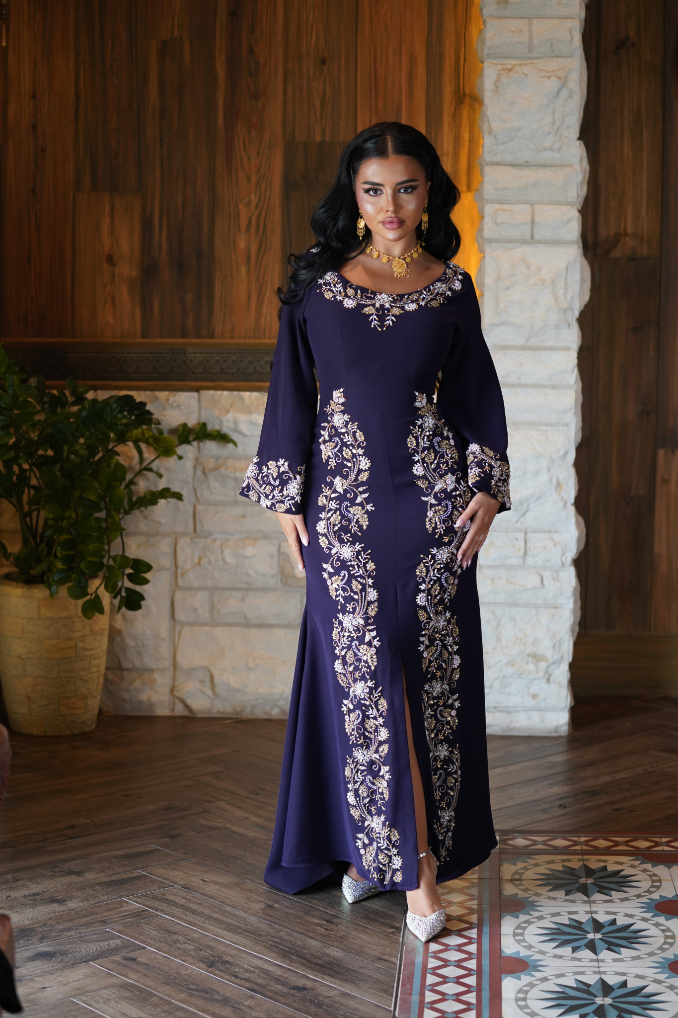 Embroidered Purple Gown
