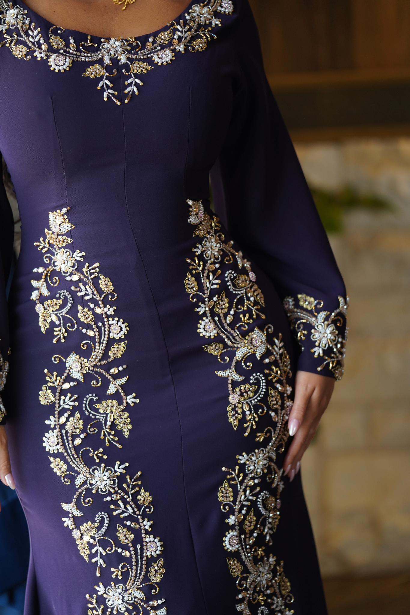 Embroidered Purple Gown