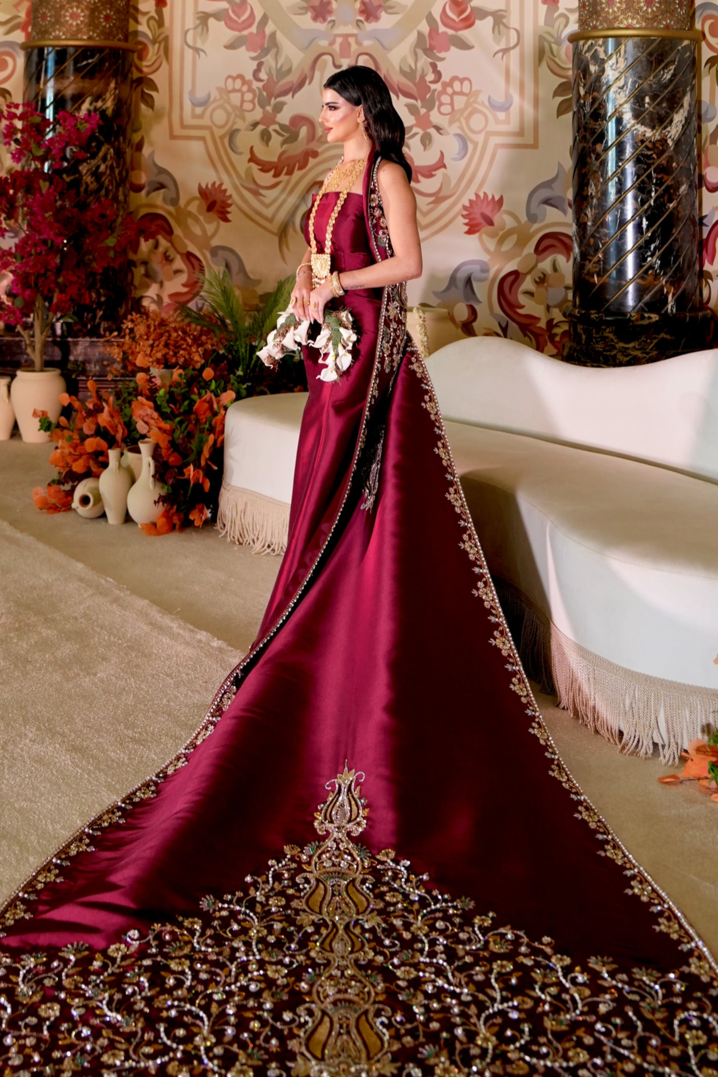 Burgundy Royal Bridal dress