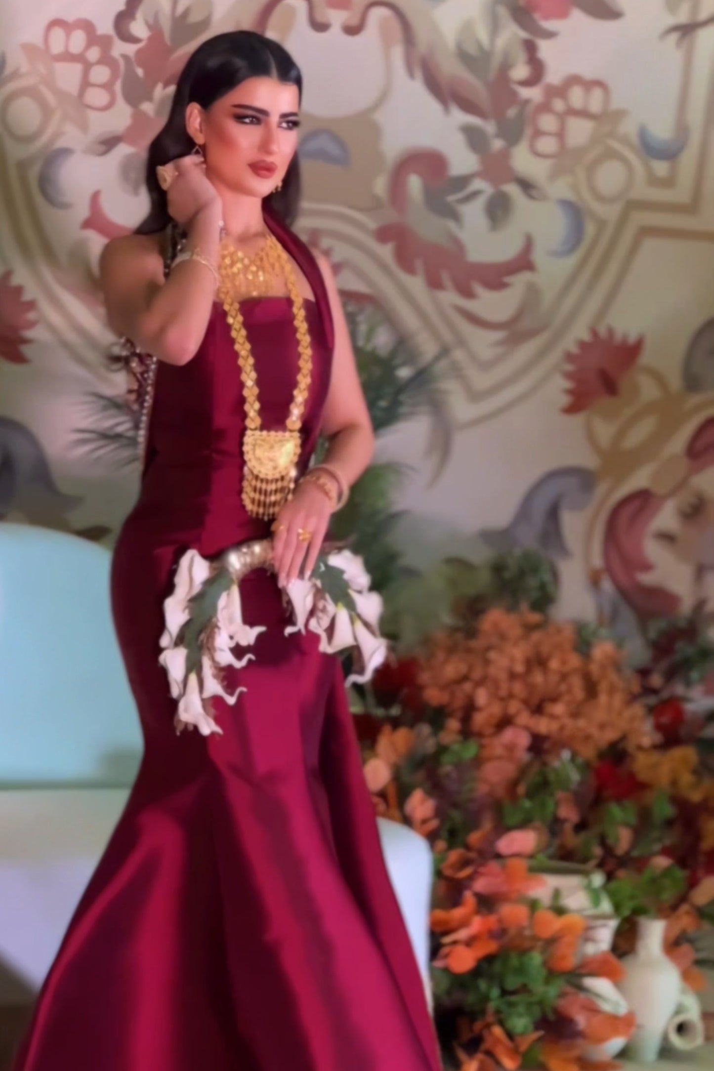 Burgundy Royal Bridal dress