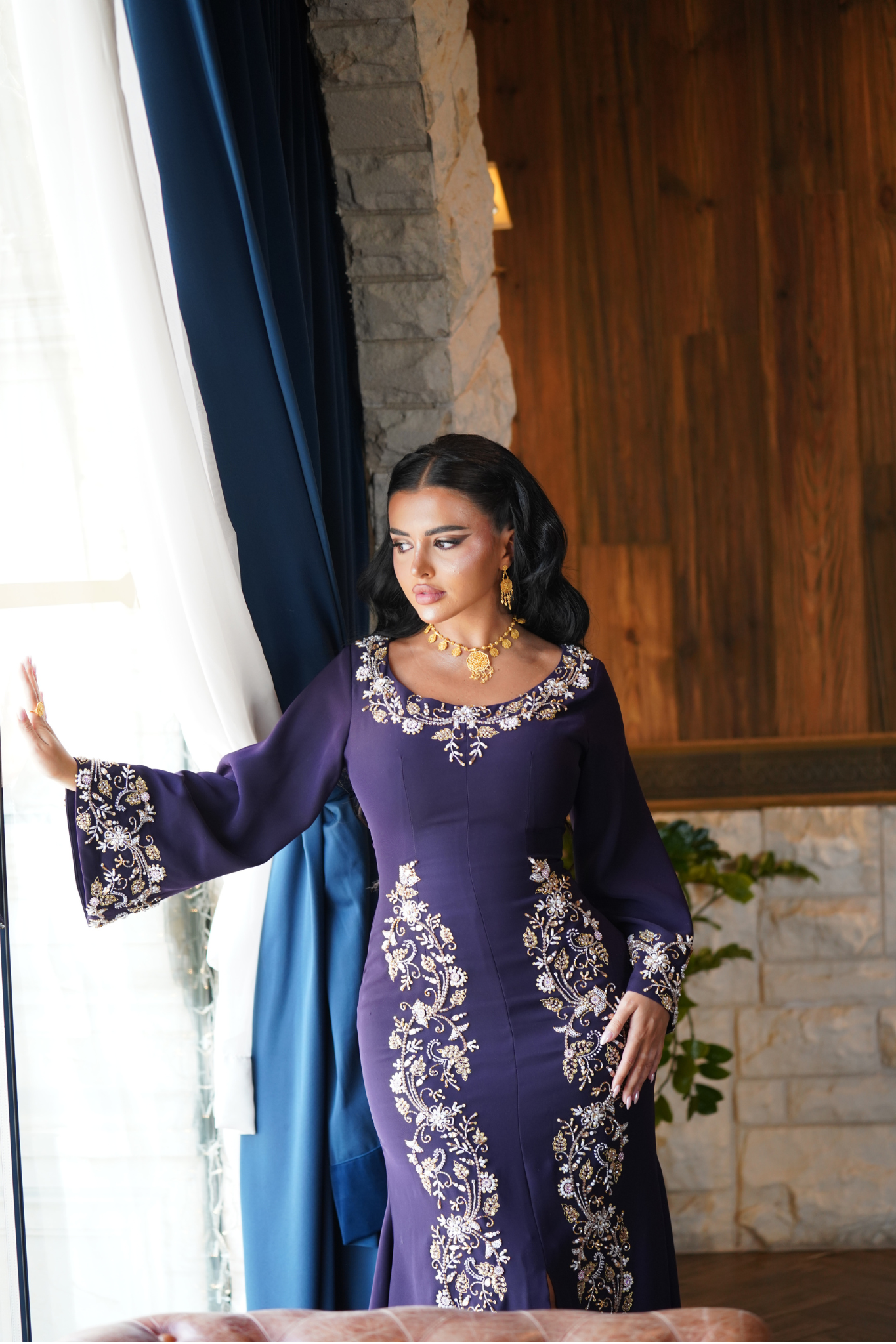 Embroidered Purple Gown