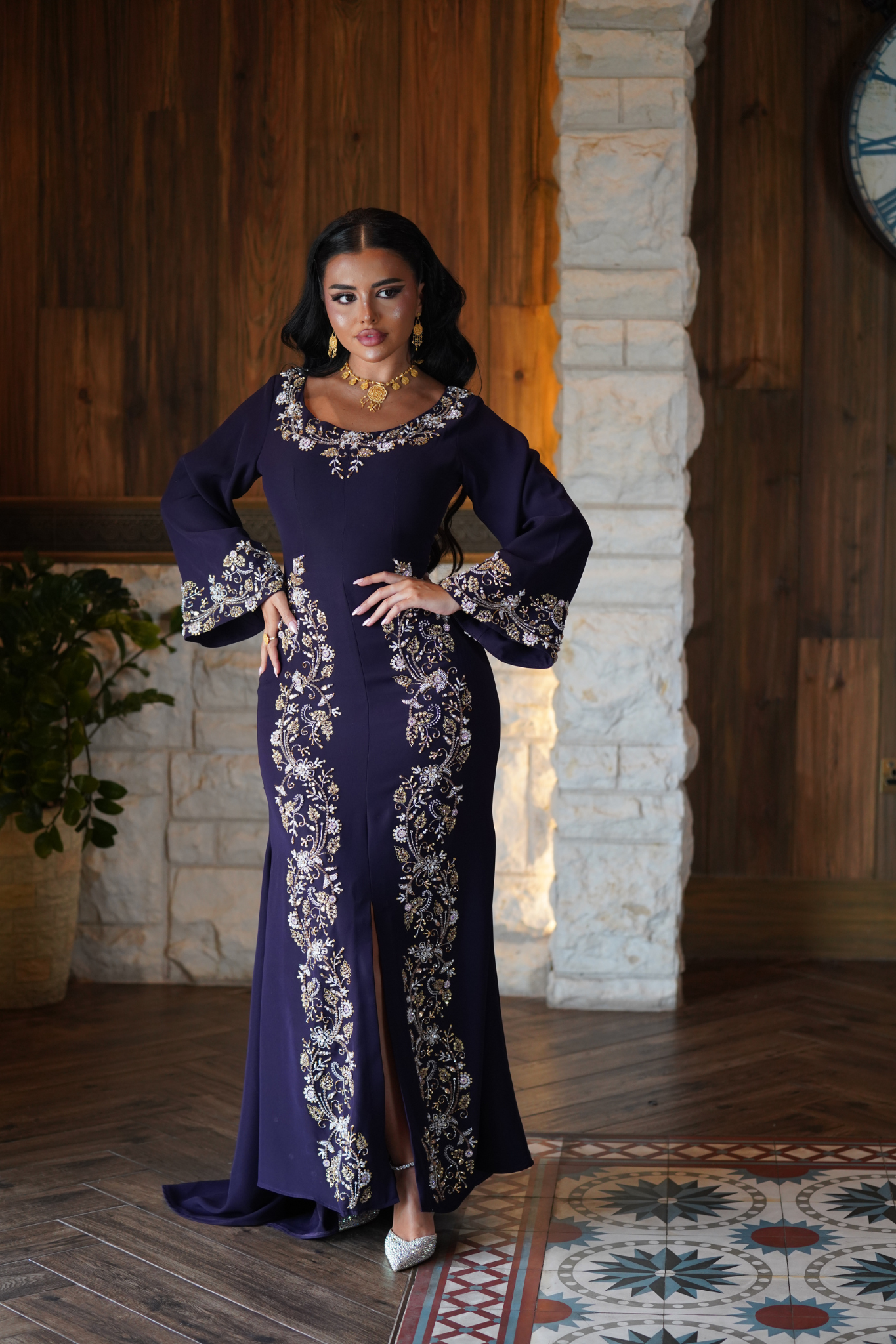 Embroidered Purple Gown