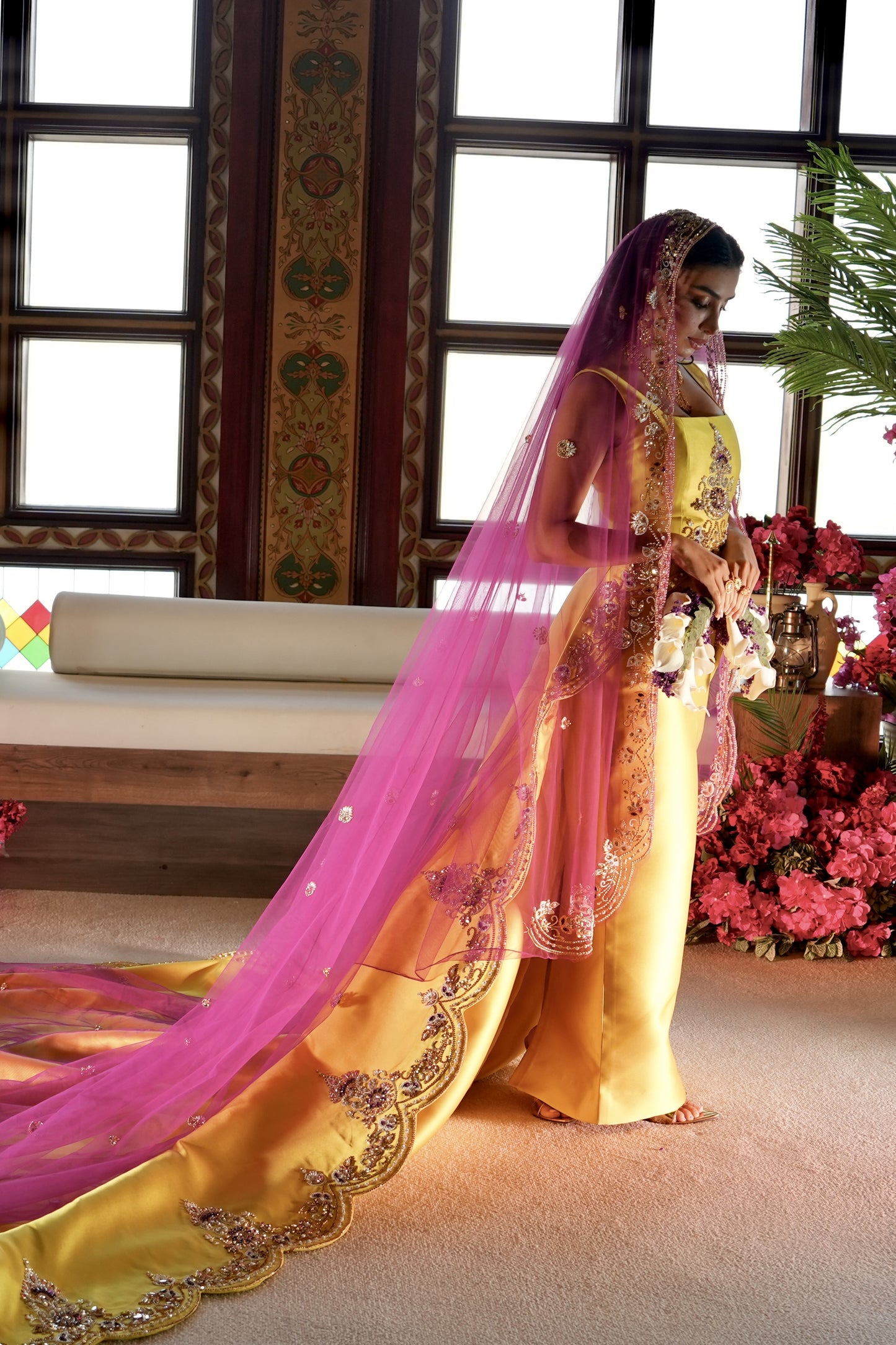 Embroidered Royal Yellow Gown