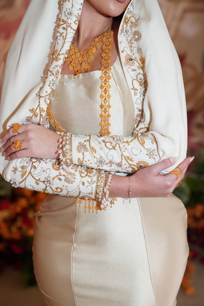 Light Ivory Mikado Embellished Dress