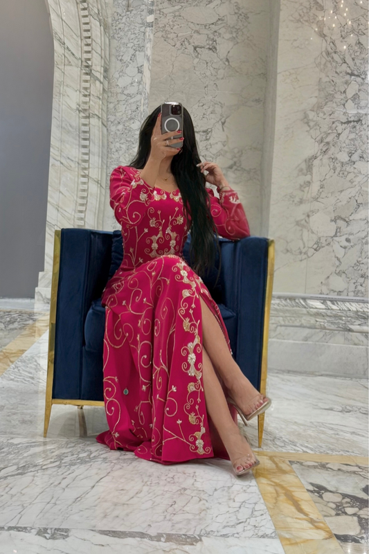 Embroidered Fuchsia Dress