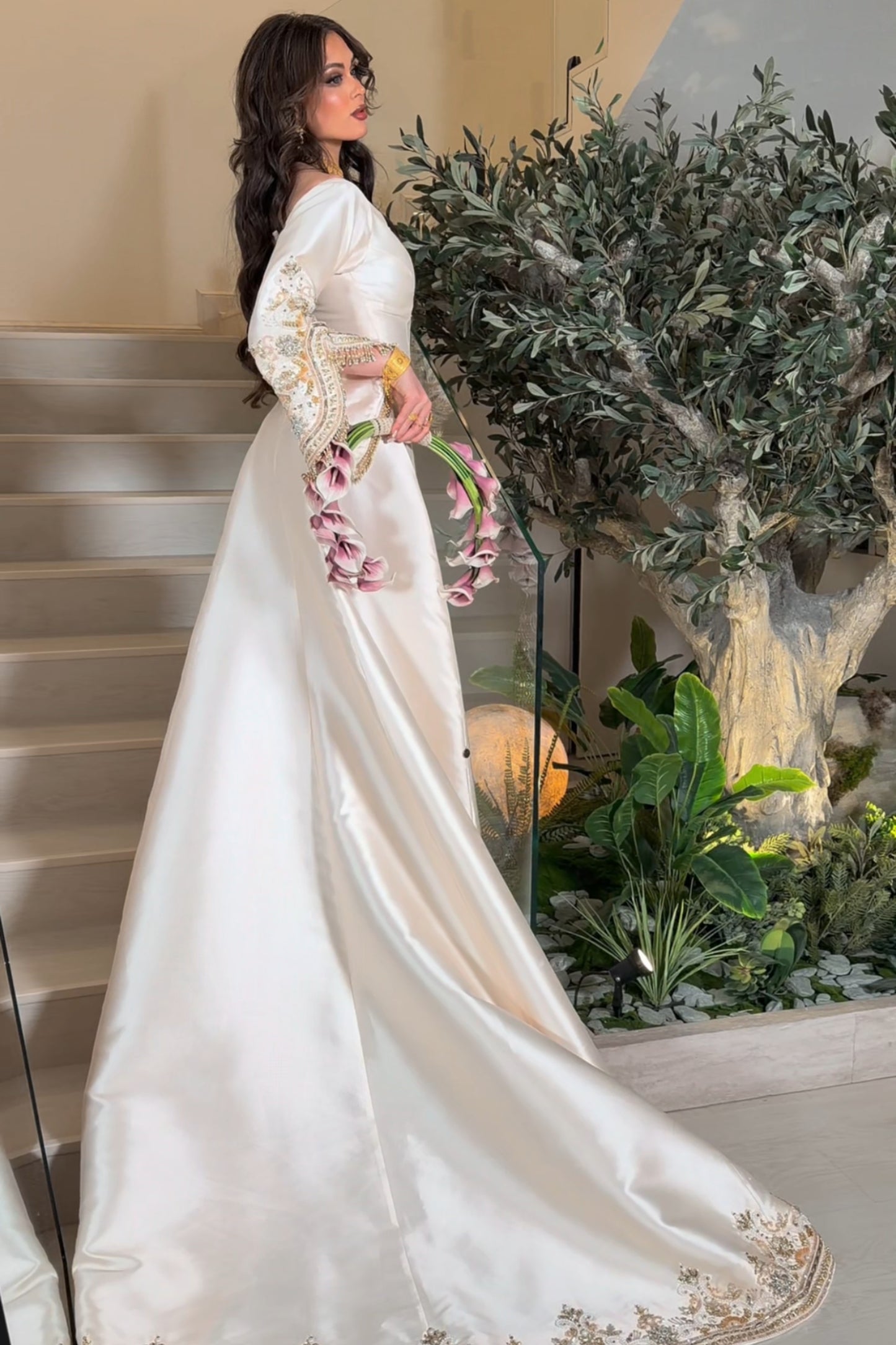 Luxury Off-White Dress with Hand Embroidery