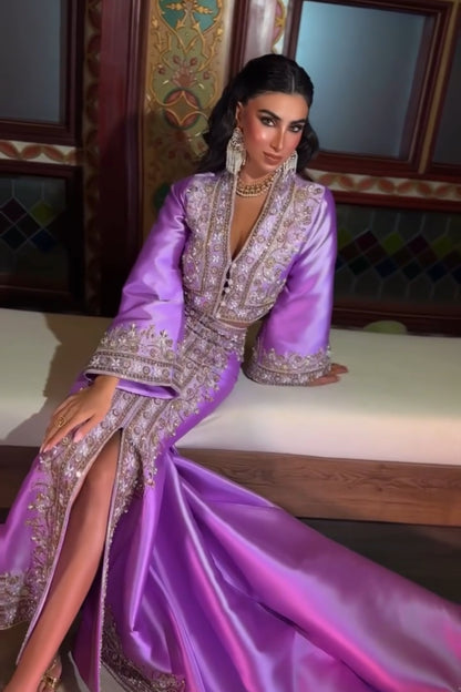 Two-Piece Embroidered Purple Gown
