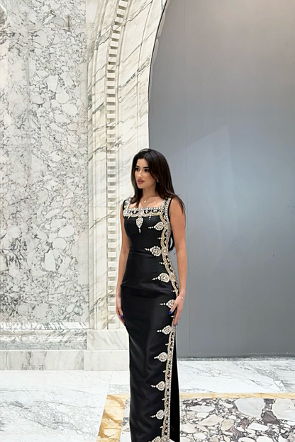 Embroidered Black Dress
