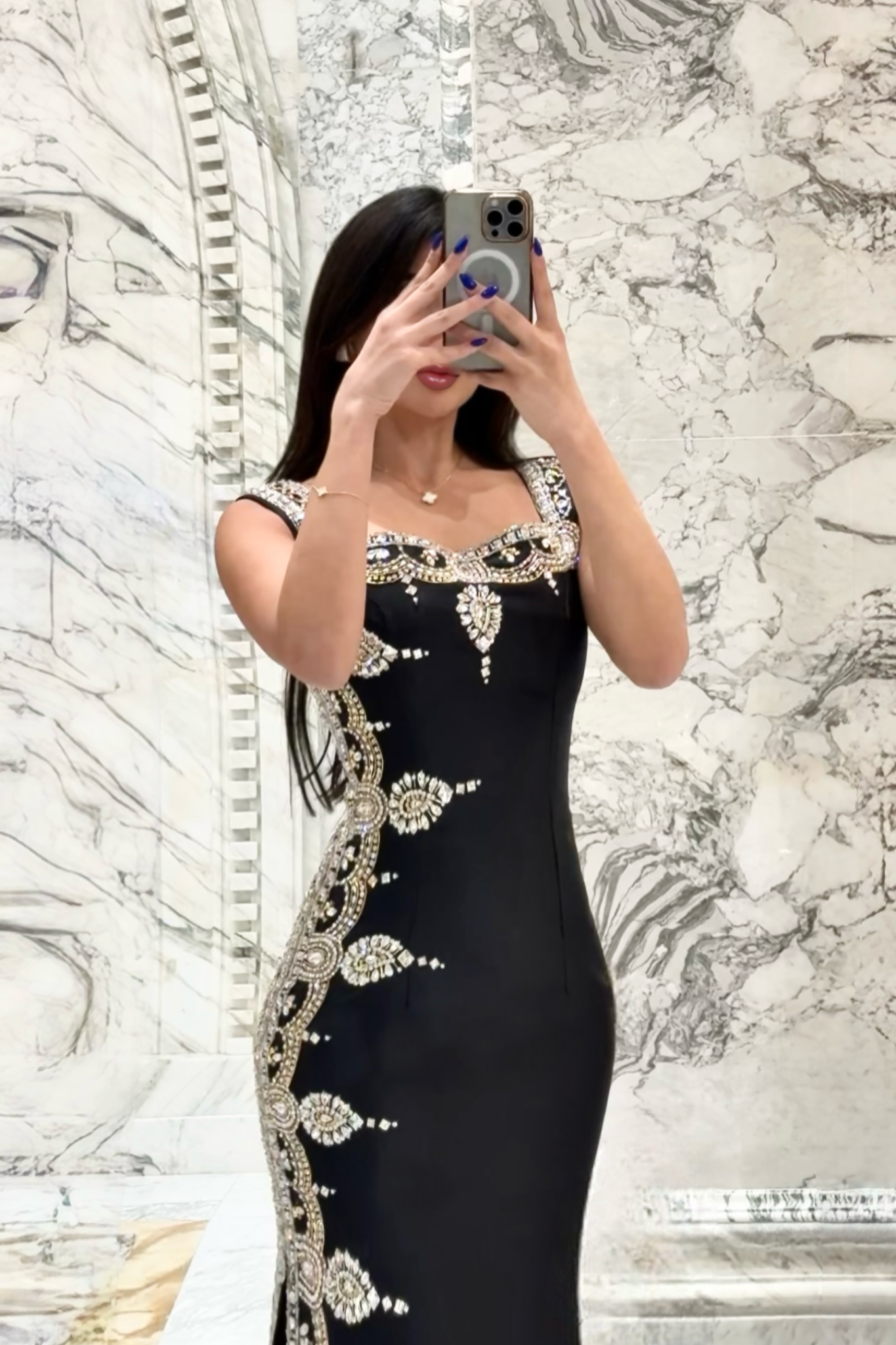 Embroidered Black Dress