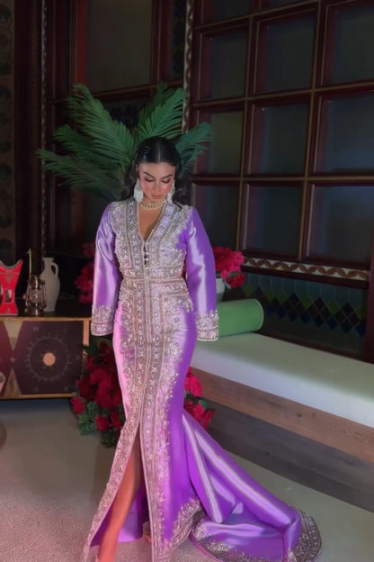 Two-Piece Embroidered Purple Gown