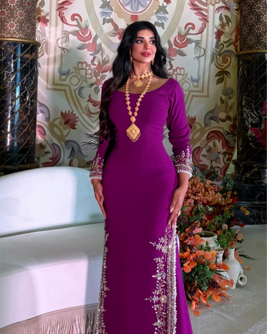 Elegant Purple Crepe Dress