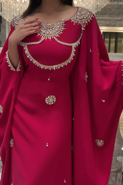 Fuchsia Jalabiya with Luxurious Embroidery