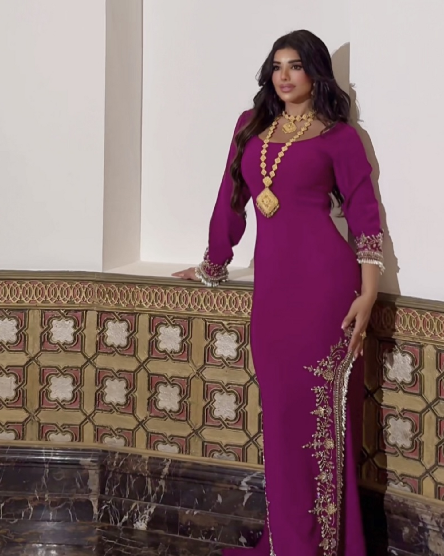 Elegant Purple Crepe Dress