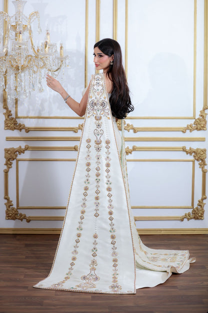 Luxury White Crystal-Embellished Mikado Gown
