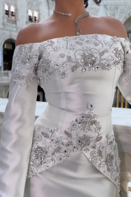 Embroidered Regal White Gown