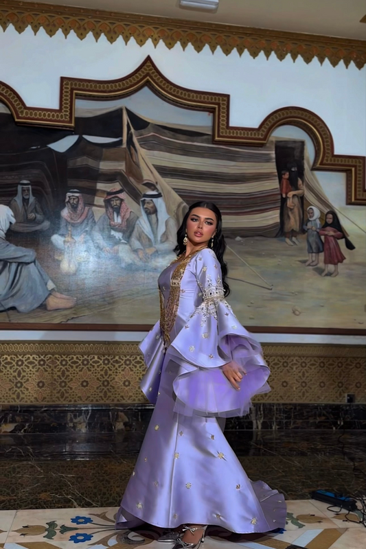 Lavender Dress with Wide Sleeves