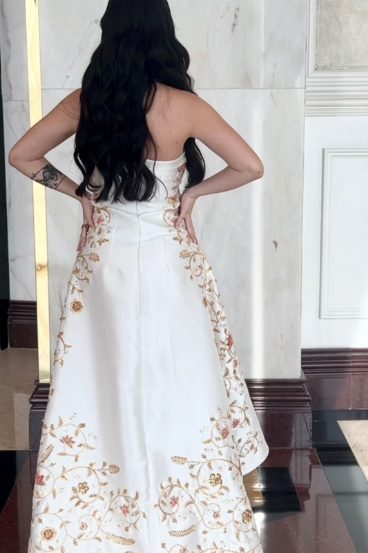 White Embroidered Sleeveless Dress