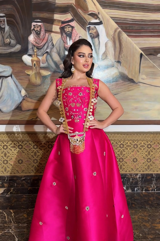 Fuchsia Embroidered Sleeveless Dress