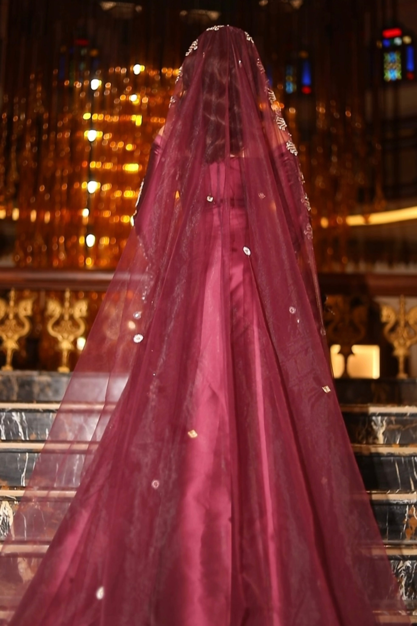 Royal Henna Dress in Mikado Fabric with Veil