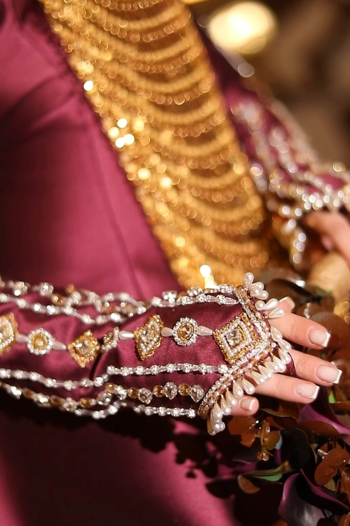 Royal Henna Dress in Mikado Fabric with Veil
