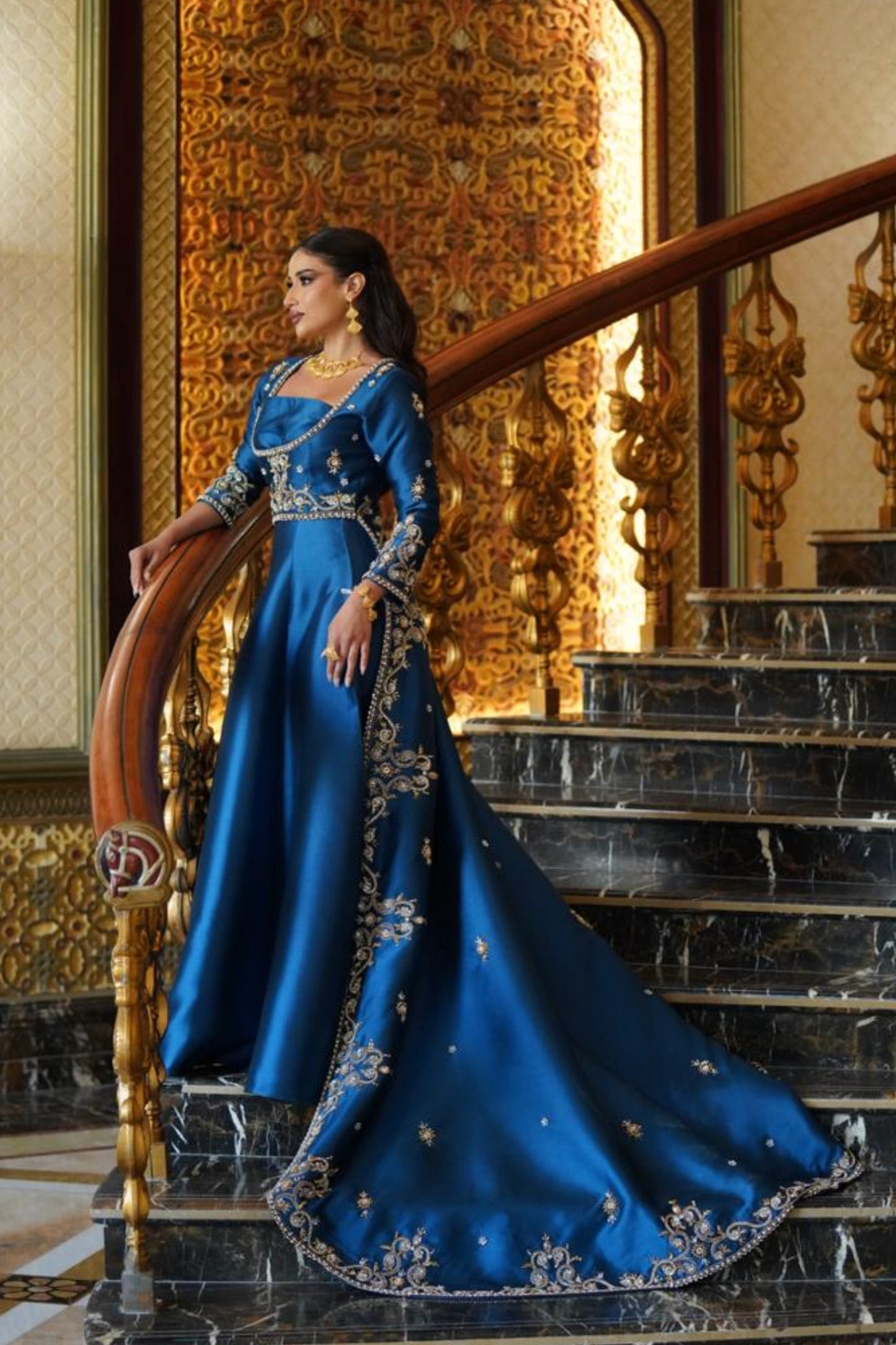 Royal Blue Hand-Embroidered Dress