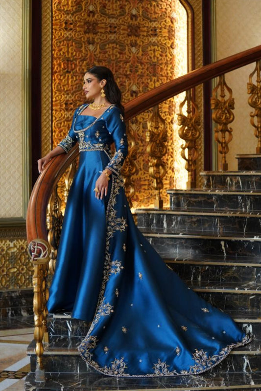 Royal Blue Hand-Embroidered Dress