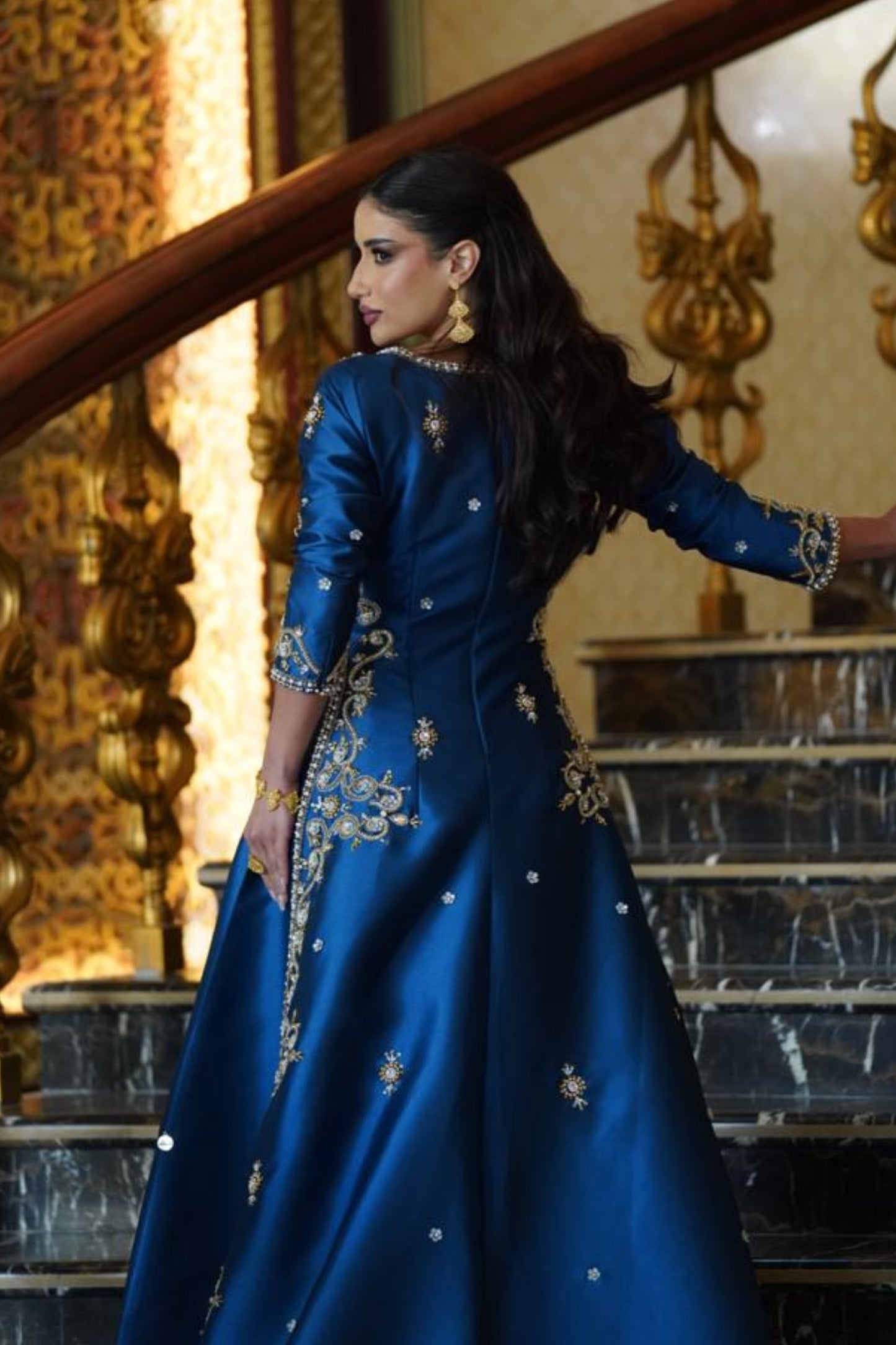 Royal Blue Hand-Embroidered Dress