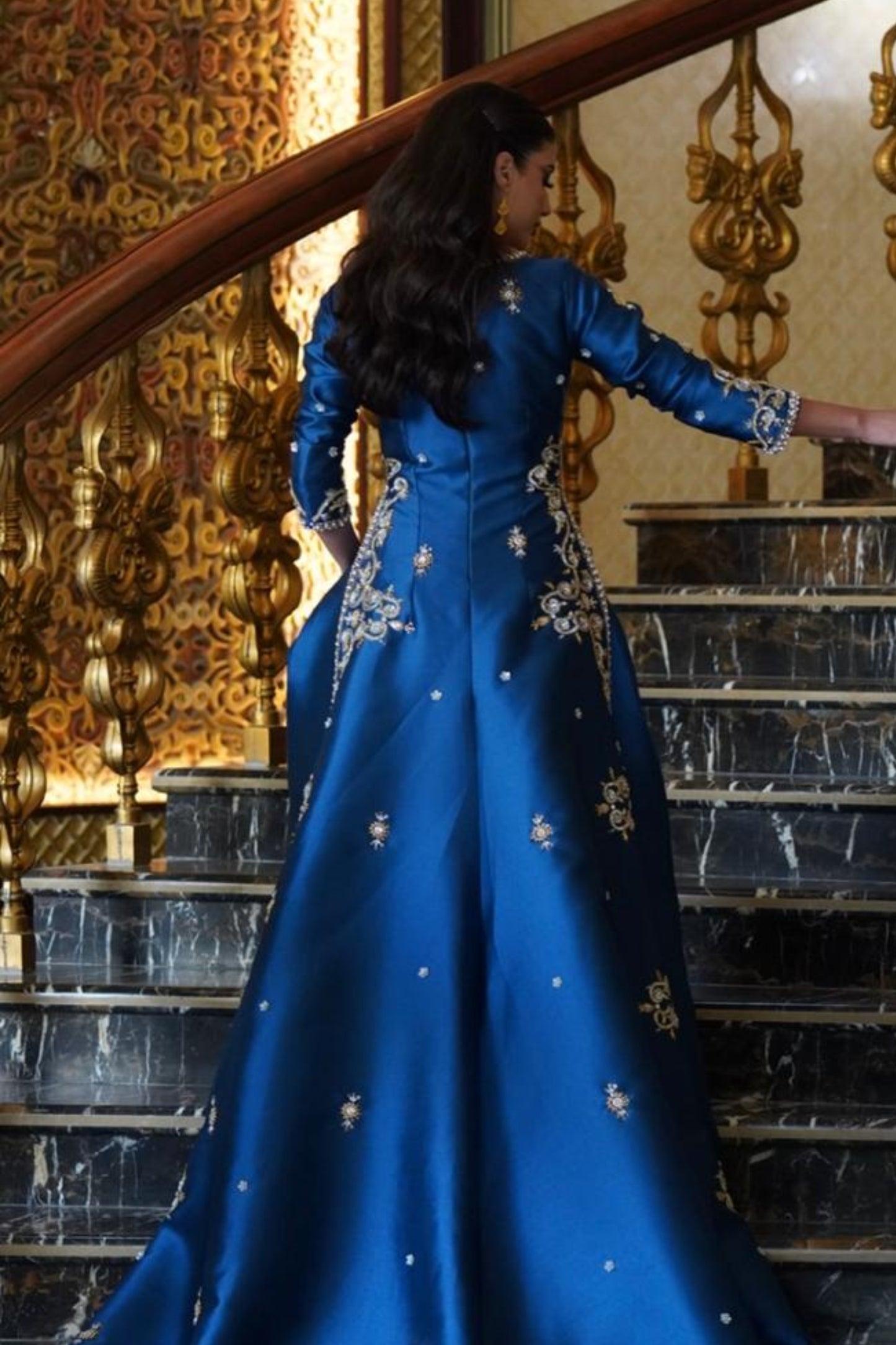 Royal Blue Hand-Embroidered Dress