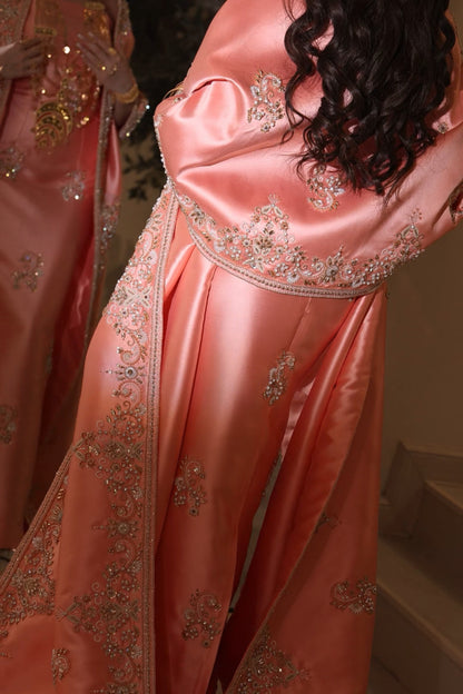Light Orange Dress with Luxury Hand Embroidery