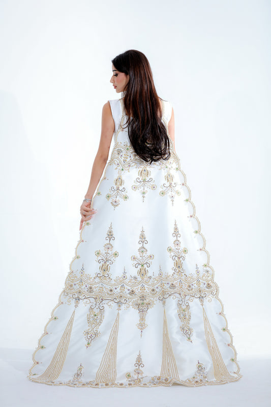 Luxury Mikado Gown with Hand-Embroidered Back