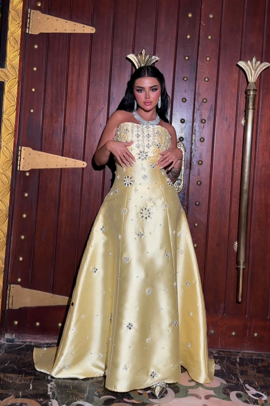 Embroidered Light Yellow Gown